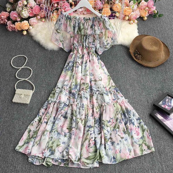 off shoulder floral dress holiday beach style casual dresses elegant slash neck high waist chiffon long vestidos, Black;gray
off shoulder floral dress holiday beach style casual dresses elegant slash neck high waist chiffon long vestidos, Black;gray