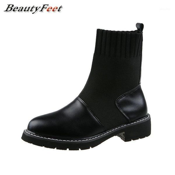 boots strech fabric sock ankle for women shoes woman square heels platform patchwork leather autumn winter1, Black
boots strech fabric sock ankle for women shoes woman square heels platform patchwork leather autumn winter1, Black