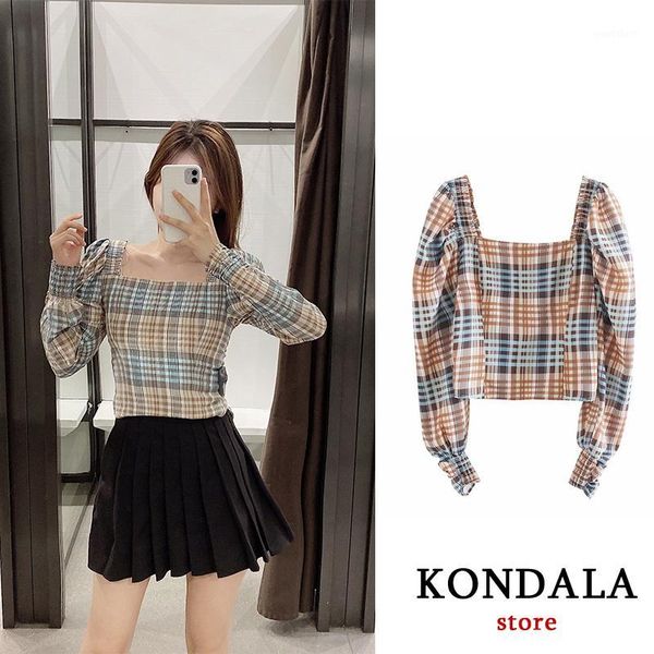 kondala 2020 women sweet plaid print crop blouse long sleeve square neck new arrival chic female slim shirt blouse1, White
kondala 2020 women sweet plaid print crop blouse long sleeve square neck new arrival chic female slim shirt blouse1, White