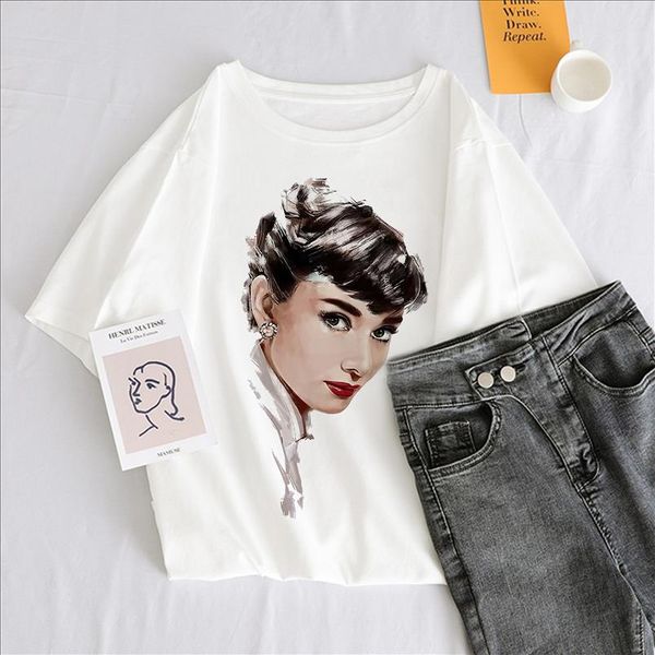 2020 women t shirt audrey hepburn aesthetic print female t shirt harajuku pretty tshirt casual 90s new grunge vintage tee, White
2020 women t shirt audrey hepburn aesthetic print female t shirt harajuku pretty tshirt casual 90s new grunge vintage tee, White