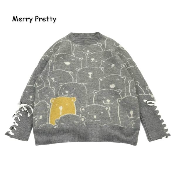 women's cartoon bear embroidery harajuku knitted sweaters winter thick warm jacquard sweater knit pullovers 201023, White;black 
women's cartoon bear embroidery harajuku knitted sweaters winter thick warm jacquard sweater knit pullovers 201023, White;black