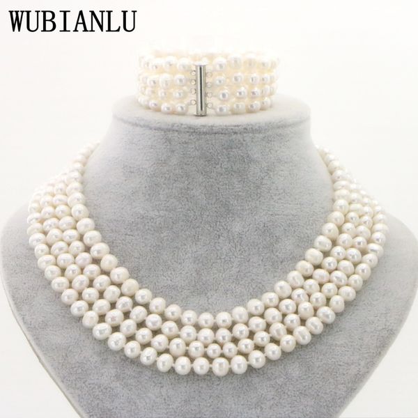 wubianlu 5 styles 4 row 7-8mm freshwater pearl jewelry set in women bracelet necklace costume bridal jewelry set pearl beads 201222, Slivery;crystal
wubianlu 5 styles 4 row 7-8mm freshwater pearl jewelry set in women bracelet necklace costume bridal jewelry set pearl beads 201222, Slivery;crystal