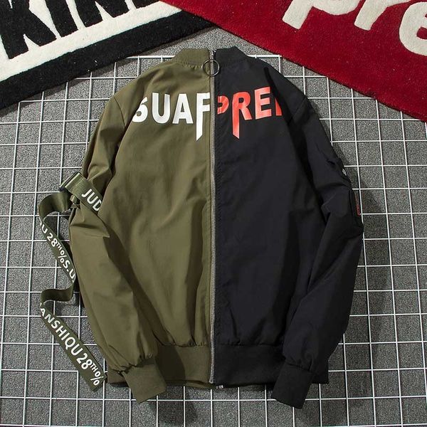 autumn high korean street mark of the men bomber detachable black-green jacket slices zipper young student coat rxtr, Black;brown
autumn high korean street mark of the men bomber detachable black-green jacket slices zipper young student coat rxtr, Black;brown