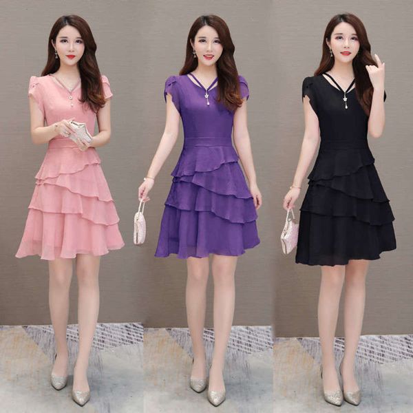 new summer chiffon 2019 dress women's group short skirt with feminine flavor, Black;gray
new summer chiffon 2019 dress women's group short skirt with feminine flavor, Black;gray