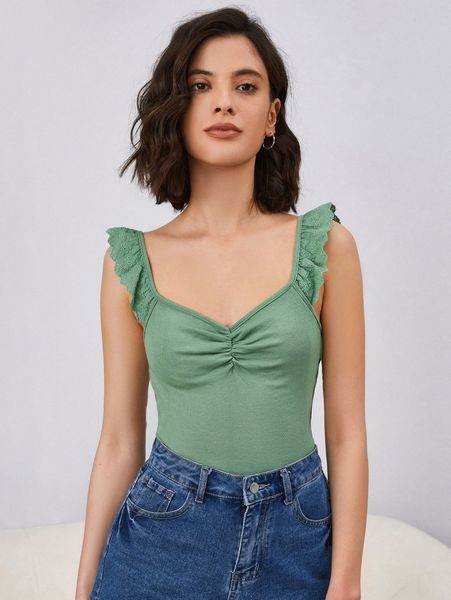 ruched ruffle trim 01xi#, White