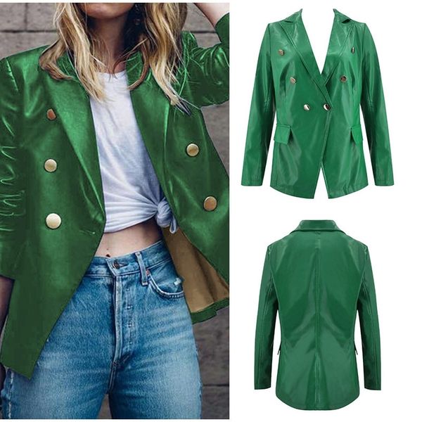 spring women's green leather pu blazer patchwork double breasted blazers feminino streetwear casual fashion female jacket 201030, Black
spring women's green leather pu blazer patchwork double breasted blazers feminino streetwear casual fashion female jacket 201030, Black