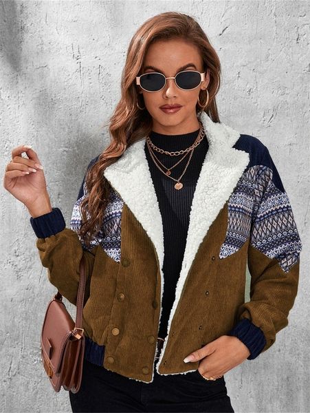 tall argyle print lapel collar teddy lined double breasted corduroy jacket f5g7#, Black;brown
tall argyle print lapel collar teddy lined double breasted corduroy jacket f5g7#, Black;brown