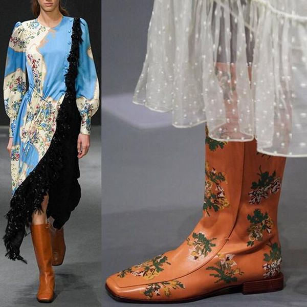 boots folk style floral embroidery leather mid-calf square toe women runway flower low heels ladies knight1, Black
boots folk style floral embroidery leather mid-calf square toe women runway flower low heels ladies knight1, Black
