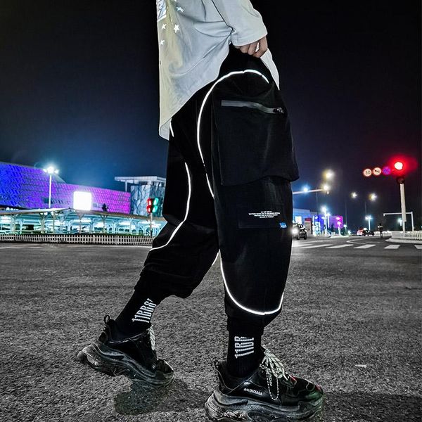 winter reflective overalls male trousers hip-hop function men's clothes harajuku editing line loose comfortable cargo pants, Black
winter reflective overalls male trousers hip-hop function men's clothes harajuku editing line loose comfortable cargo pants, Black