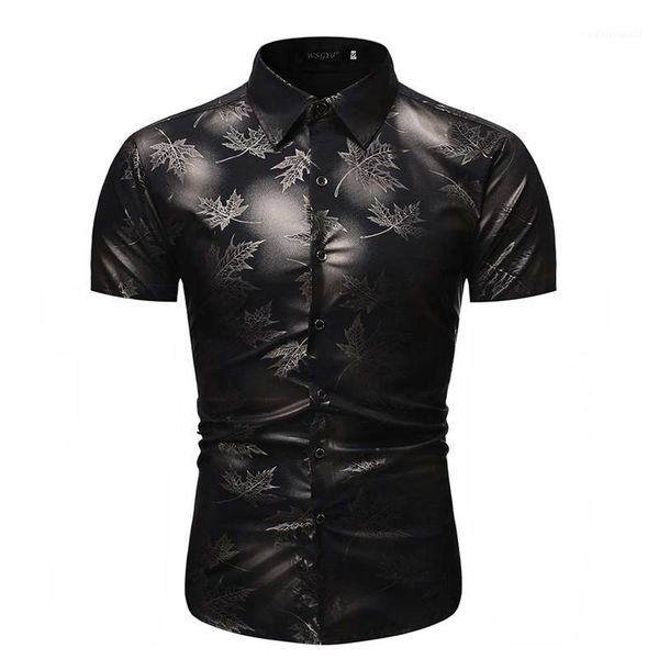 men's casual shirts men shirt hipster leaf bronzing print slim fit short sleeve party nightclub chemise homme work business shirts1, White;black
men's casual shirts men shirt hipster leaf bronzing print slim fit short sleeve party nightclub chemise homme work business shirts1, White;black