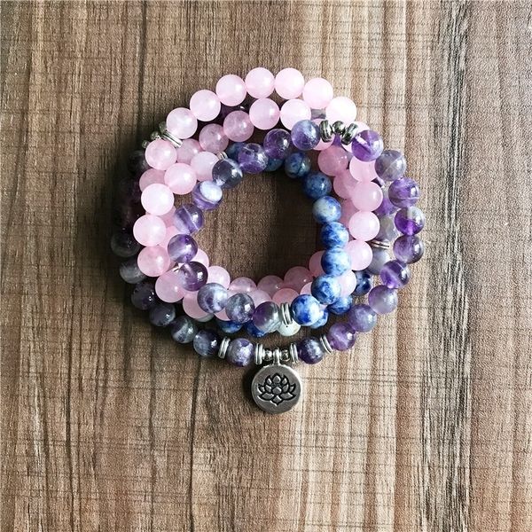 3 color 108 mala beads bracelet purple quartz sodalite & rosequartz bracelet wrist healing bracelets lotus yoga jewelry y200730, Black
3 color 108 mala beads bracelet purple quartz sodalite & rosequartz bracelet wrist healing bracelets lotus yoga jewelry y200730, Black