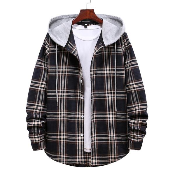 casual brand with hooded plaid shirt men shirts long sleeves new spring and autumn plus the european size, White;black
casual brand with hooded plaid shirt men shirts long sleeves new spring and autumn plus the european size, White;black
