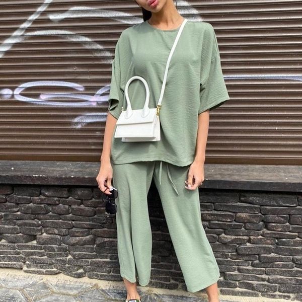 autumn casual tracksuit women's set 2 pieces sets half sleeve loose t-shirts female suit solid streetwear long pants lady suits y201128, White
autumn casual tracksuit women's set 2 pieces sets half sleeve loose t-shirts female suit solid streetwear long pants lady suits y201128, White