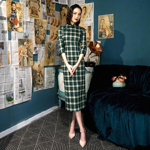 ethnic clothing sheng coco literary plaid green long dresses half sleeve cheongsam dress female classic modern qipao cotton chinese, Red
ethnic clothing sheng coco literary plaid green long dresses half sleeve cheongsam dress female classic modern qipao cotton chinese, Red