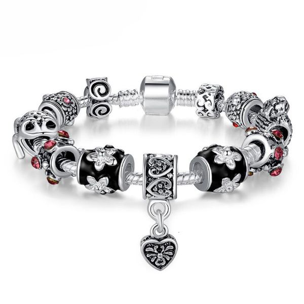 russia belarus popular silver heart charm bracelet & bangle for women with glass beads jewelry 18cm 20cm 21cm, Black
russia belarus popular silver heart charm bracelet & bangle for women with glass beads jewelry 18cm 20cm 21cm, Black