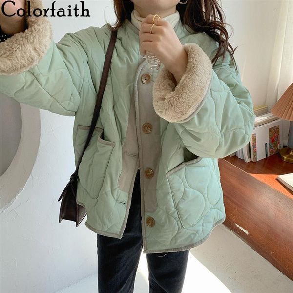 women's down & parkas colorfaith 2021 autumn winter women jackets wool vintage puffer high-quality warm wild inside-out oversize short, Black
women's down & parkas colorfaith 2021 autumn winter women jackets wool vintage puffer high-quality warm wild inside-out oversize short, Black
