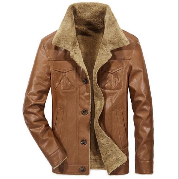 men's fur & faux leather jackets stand collar thick warm motorcycle bike riding jacket male velvet plaid pu coats m-4xl, Black
men's fur & faux leather jackets stand collar thick warm motorcycle bike riding jacket male velvet plaid pu coats m-4xl, Black