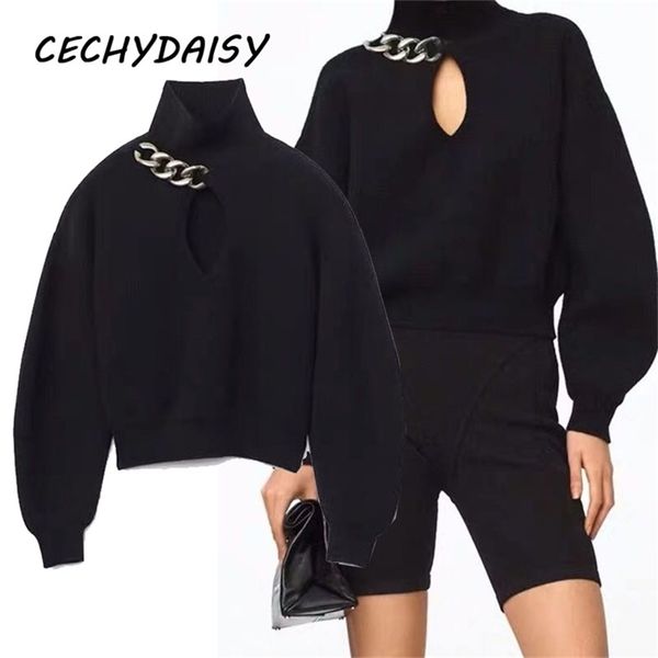 hollow out chain turtleneck sweater autumn winter clothes long sleeve black knitted pullovers ladies elegant jumper za 201225, White;black
hollow out chain turtleneck sweater autumn winter clothes long sleeve black knitted pullovers ladies elegant jumper za 201225, White;black