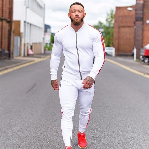 tracksuit men zipper stripe jackets two pieces set sweatshirt jacket+pants gym fitness sportswear suit jogging men clothing set q1217, Black;white
tracksuit men zipper stripe jackets two pieces set sweatshirt jacket+pants gym fitness sportswear suit jogging men clothing set q1217, Black;white