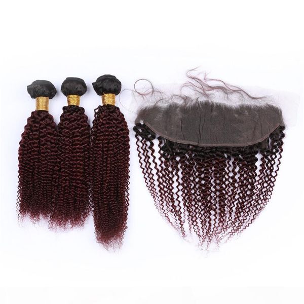 #1b 99j wine red 3bundles brazilian human hair kinky curly with frontal burgundy ombre virgin hair 13x4 lace frontal closure with weaves, Black;brown
#1b 99j wine red 3bundles brazilian human hair kinky curly with frontal burgundy ombre virgin hair 13x4 lace frontal closure with weaves, Black;brown