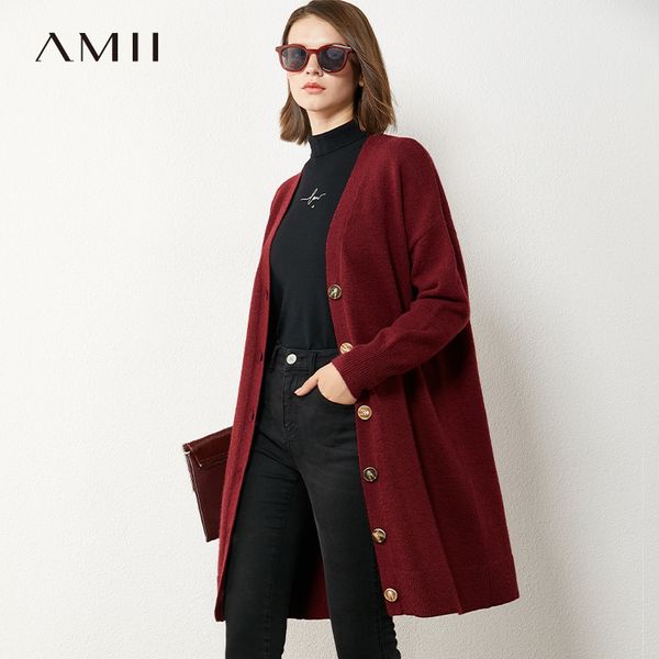 amii minimalism autumn winter women cardigan fashion solid vneck loose knitted women's overcoat female coat 12040478 201030, White;black
amii minimalism autumn winter women cardigan fashion solid vneck loose knitted women's overcoat female coat 12040478 201030, White;black