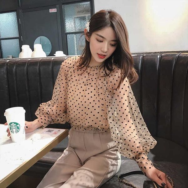 girls dot mesh blouses shirts tees female o neck full lantern sleeve fairy blouses for women fl913, White
girls dot mesh blouses shirts tees female o neck full lantern sleeve fairy blouses for women fl913, White