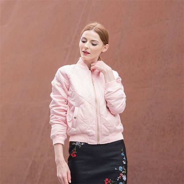 heydress autumn quilting bomber women casual jacket ladys zipper long sleeve coat female winter cotton-padded pink outwears 201210, Black;brown
heydress autumn quilting bomber women casual jacket ladys zipper long sleeve coat female winter cotton-padded pink outwears 201210, Black;brown