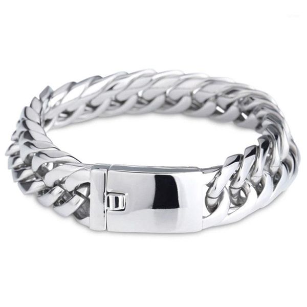 huge bracelet chain 316l stainless steel silver color smooth button double cuban curb link chain men's boy's bracelet bangle1, Black
huge bracelet chain 316l stainless steel silver color smooth button double cuban curb link chain men's boy's bracelet bangle1, Black