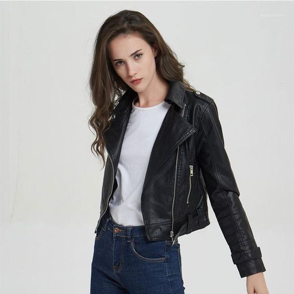 women's jackets 2021 office lady pu leather jacket autumn classic black long sleeve zipper women faux short coat slim fit1, Black;brown
women's jackets 2021 office lady pu leather jacket autumn classic black long sleeve zipper women faux short coat slim fit1, Black;brown