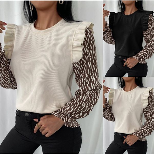 ruffles womens t shirts fashion patchwork ladies long sleeve o neck tees loose pullover autumn winter women top, White
ruffles womens t shirts fashion patchwork ladies long sleeve o neck tees loose pullover autumn winter women top, White