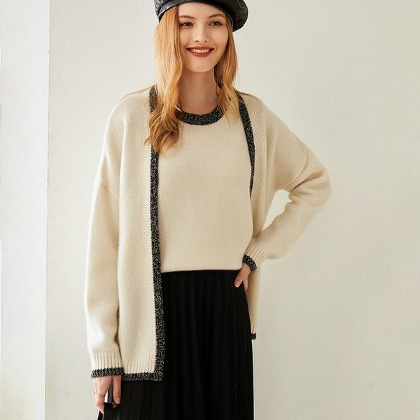 women's knits & tees 2021 autumn winter cardigan collar 100% pure cashmere knitting jacquard european station sweater coat, White
women's knits & tees 2021 autumn winter cardigan collar 100% pure cashmere knitting jacquard european station sweater coat, White