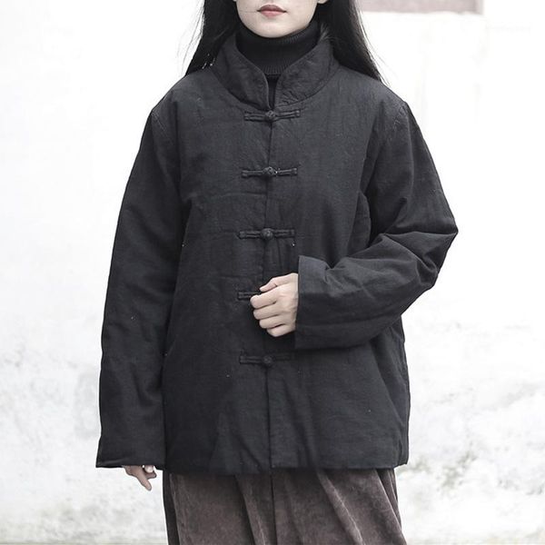 qpfjqd women chinese style autumn winter parkas vintage cotton linen coats 2019 new female pankou long sleeve warm parkas stand1, Black
qpfjqd women chinese style autumn winter parkas vintage cotton linen coats 2019 new female pankou long sleeve warm parkas stand1, Black