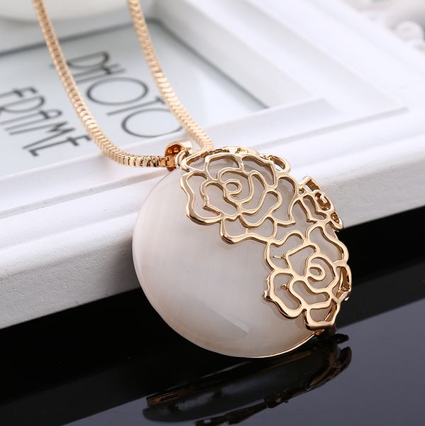 c979 new rose flower long sweater chain clothes accessories alloy opal pendant necklace for women jewelry, Silver
c979 new rose flower long sweater chain clothes accessories alloy opal pendant necklace for women jewelry, Silver