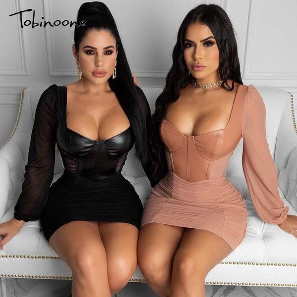 tobinoone black pu leather dress women long sleeve hollow out elegant bodycon club party dress short mini vestidos, Black;gray
tobinoone black pu leather dress women long sleeve hollow out elegant bodycon club party dress short mini vestidos, Black;gray