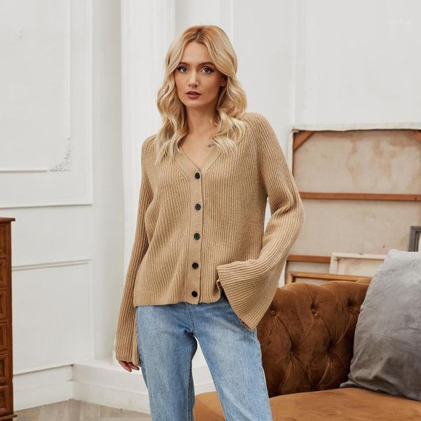 women's long sleeve single breasted v-neck flared sleeve sweater cardigan knitted sweaters gilet long femme manche longue e11, White
women's long sleeve single breasted v-neck flared sleeve sweater cardigan knitted sweaters gilet long femme manche longue e11, White