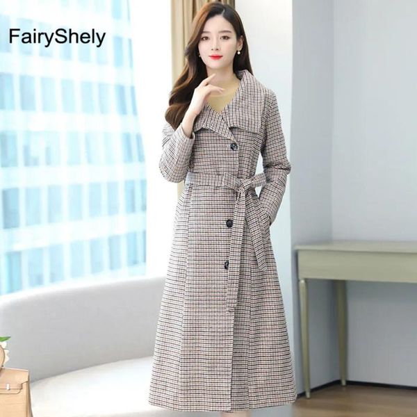 women's wool & blends fairyshely vintage autumn winter woolen coat 2021 women plaid plus size female long section office lady elegant, Black
women's wool & blends fairyshely vintage autumn winter woolen coat 2021 women plaid plus size female long section office lady elegant, Black