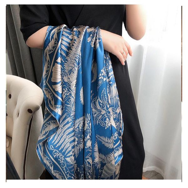 women scarves fashion floral new 100% silk scarf square 110 *110cm large square head scarves lady hijab shawl, Blue;gray
women scarves fashion floral new 100% silk scarf square 110 *110cm large square head scarves lady hijab shawl, Blue;gray