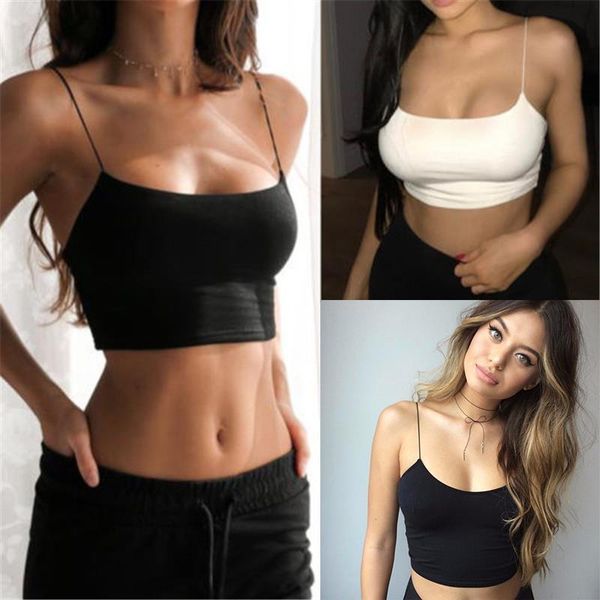 2019 new fashion women solid strappy tanks off shoulder crop summer sleeveless casual tank camis clubwear outwear, White
2019 new fashion women solid strappy tanks off shoulder crop summer sleeveless casual tank camis clubwear outwear, White