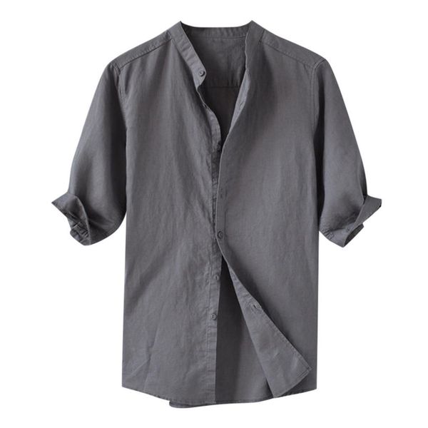 2019 summer plus size men's baggy solid cotton linen half sleeve button pocket shirts -3xl camisa masculina camisas hombre, White;black 
2019 summer plus size men's baggy solid cotton linen half sleeve button pocket shirts -3xl camisa masculina camisas hombre, White;black