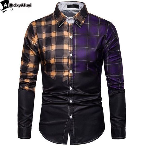 men's casual shirts 3dprinting spring male multicolor patchwork plaid shirt men slim fit business long-sleeved chemise homme, White;black
men's casual shirts 3dprinting spring male multicolor patchwork plaid shirt men slim fit business long-sleeved chemise homme, White;black