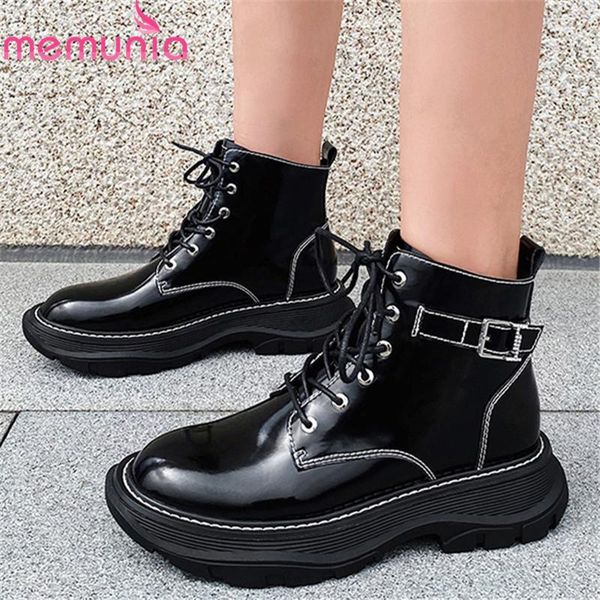 boots memunia 2021 patent leather women ankle round toe lace up flat shoes comfortable fashion casual woman, Black
boots memunia 2021 patent leather women ankle round toe lace up flat shoes comfortable fashion casual woman, Black