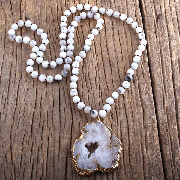 pendant necklaces rh fashion bohemian tribal jewelry semi precious stone knotted natural druzy, Silver
pendant necklaces rh fashion bohemian tribal jewelry semi precious stone knotted natural druzy, Silver