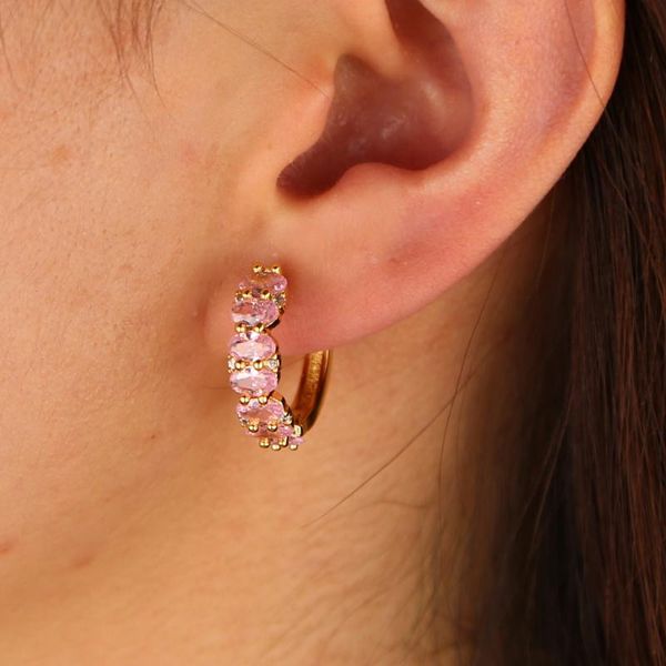 hoop & huggie gold color middle sized oval pink cubic zirconia cz earring, Golden;silver
hoop & huggie gold color middle sized oval pink cubic zirconia cz earring, Golden;silver
