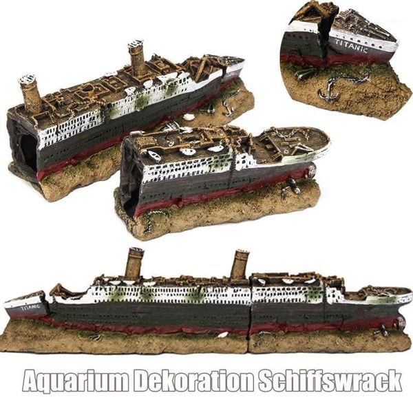 

decorations titanic boat ship aquarium fish tank polyresin wreck ornament pet underwater decor viewing decorations1