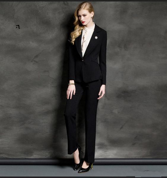 women's two piece pants black autumn bussiness formal elegant women suit set blazers office suits ladies trouser, White
women's two piece pants black autumn bussiness formal elegant women suit set blazers office suits ladies trouser, White
