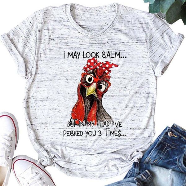 women i may look calm chicken streetwear tee summer letters trendy short sleeve slogan crew neck casual t-shirt, White
women i may look calm chicken streetwear tee summer letters trendy short sleeve slogan crew neck casual t-shirt, White
