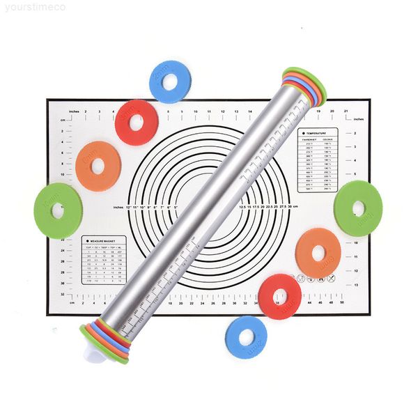 stainless steel roller pin adjustable pizza rolling pins no-stick kneading pad baking mats bake tools a1002
stainless steel roller pin adjustable pizza rolling pins no-stick kneading pad baking mats bake tools a1002