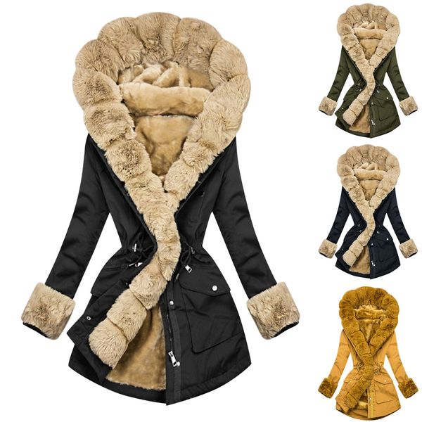 women women's parka casual outwear hooded fur down jackets winter coat for female 2020 #t2q, Black
women women's parka casual outwear hooded fur down jackets winter coat for female 2020 #t2q, Black
