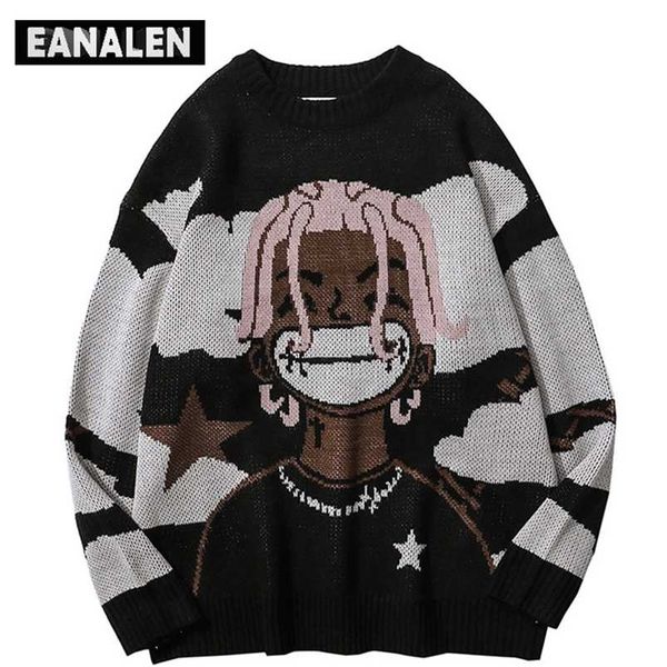 harajuku vintage cartoon anime knitted sweater men winter oversized men's rock hip hop rap pullover women jumper ugly sweater 220108, White;black
harajuku vintage cartoon anime knitted sweater men winter oversized men's rock hip hop rap pullover women jumper ugly sweater 220108, White;black