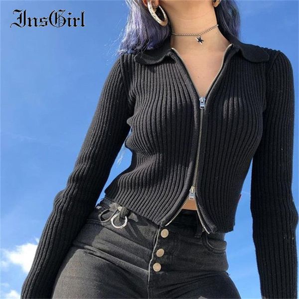 insgirl fashion streetwear sweater zipper v-neck long sleeve knitted cardigan harajuku slim casual dark sweater female, White
insgirl fashion streetwear sweater zipper v-neck long sleeve knitted cardigan harajuku slim casual dark sweater female, White